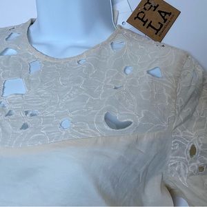 🆕 PpLA NWT Faith Woven Top in Ivory, Lace and Broderie Anglaise